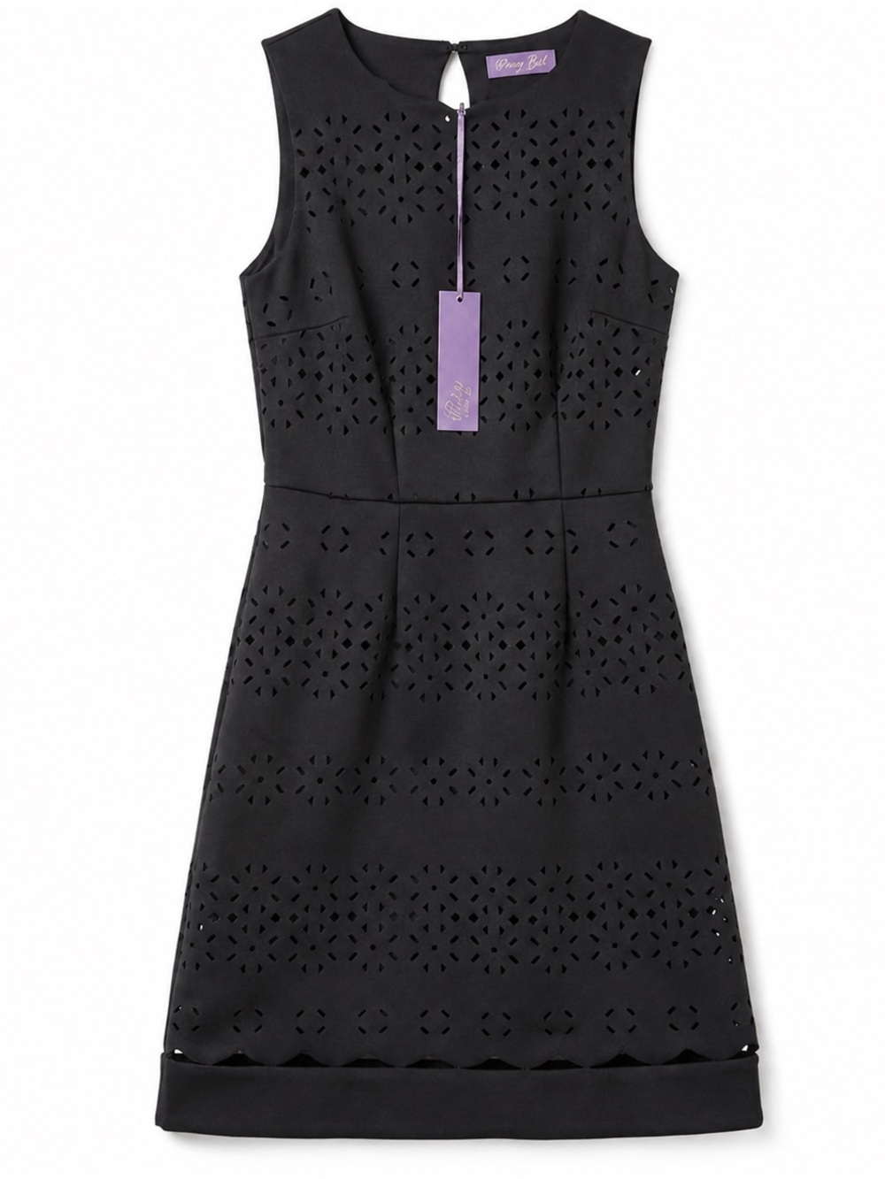 Truly Poppy Stitch Fix Black Laser Cut Fit & Flare Dress XS NWT LBD